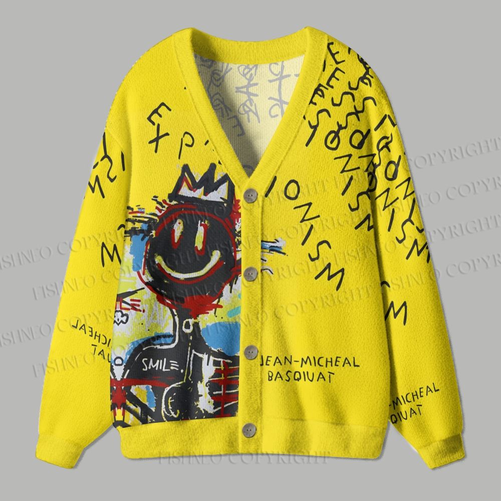 Jean-Michel Basquiat Graffiti Ugly Cardigan Sweater