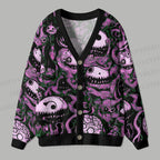 Horror Doodle Art Ugly Cardigan Sweater