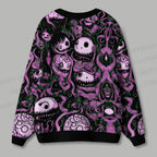 Horror Doodle Art Ugly Cardigan Sweater