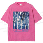 Unisex Klimt Tree in Blue Night Printed Washed Tee