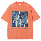Unisex Klimt Tree in Blue Night Printed Washed Tee