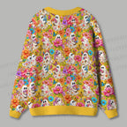 Halloween Floral Ghost Ugly Cardigan Sweater