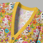 Halloween Floral Ghost Ugly Cardigan Sweater