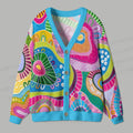 Abstract Multicolor Painting Ugly Cardigan Sweater