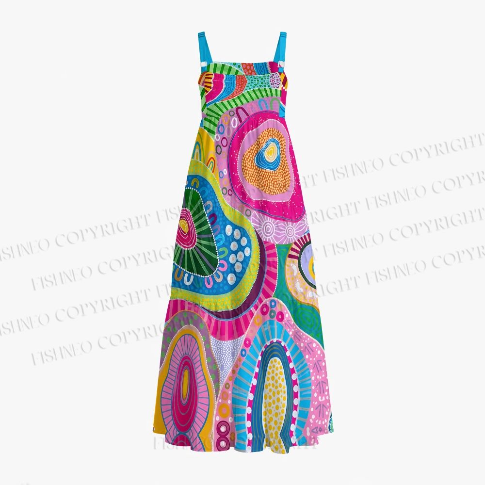 Abstract Multicolor Painting Maxi Dresses