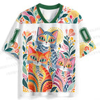 Multicolor Cats With Dots Jersey Shirts