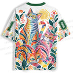 Multicolor Cats With Dots Jersey Shirts