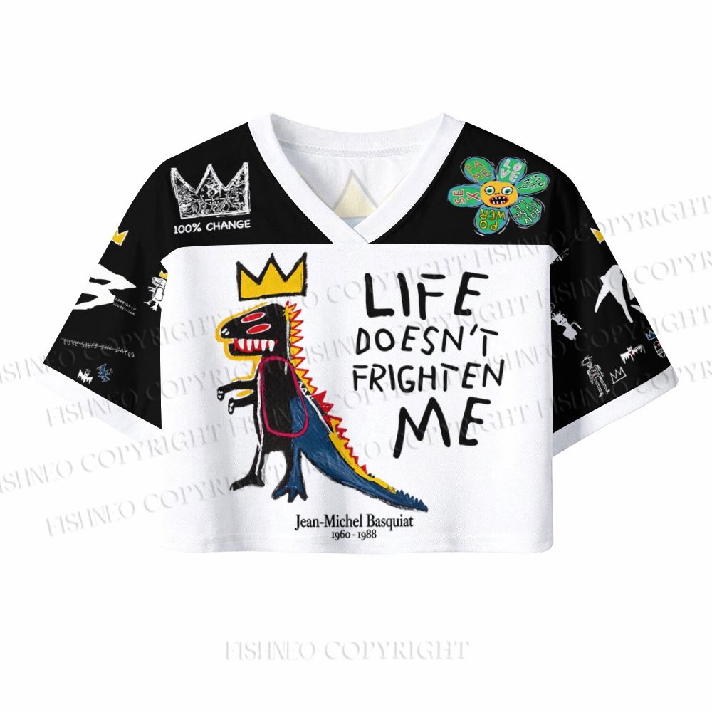 Jean-Michel Basquiat Life Doesn't Frighten Me Crop Sport Jersey Shirts