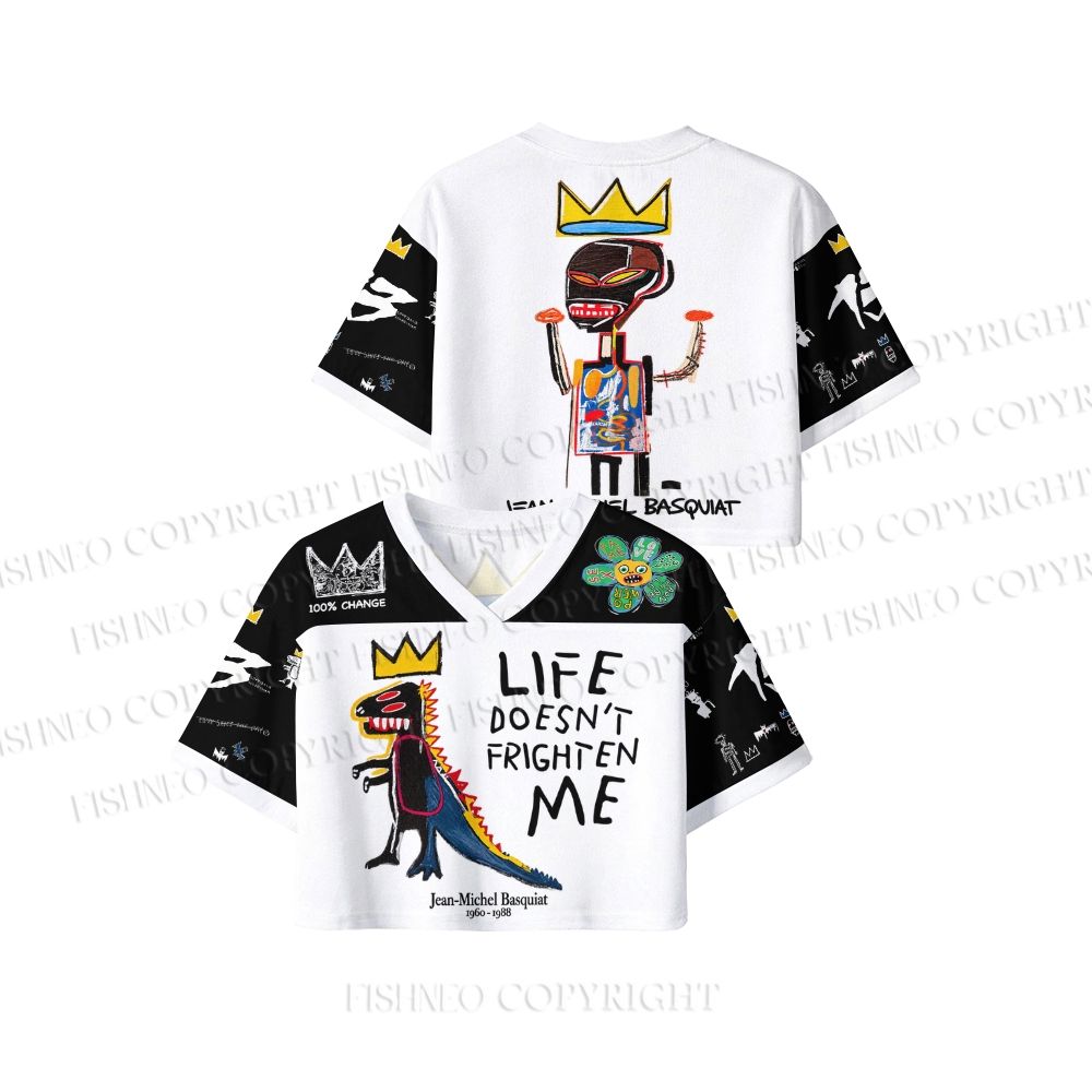 Jean-Michel Basquiat Life Doesn't Frighten Me Crop Sport Jersey Shirts