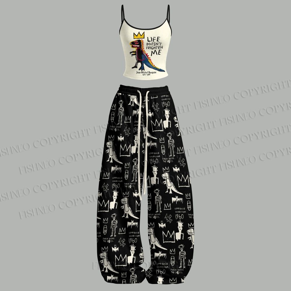 Jean-Michel Basquiat Life Doesn't Frighten Me Top & Elasticated Trousers Two-Piece Set