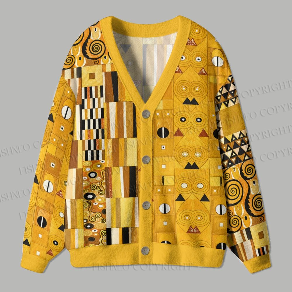 Klimt Geometric Art Ugly Cardigan Sweater