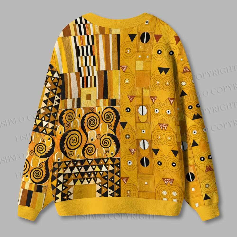 Klimt Geometric Art Ugly Cardigan Sweater