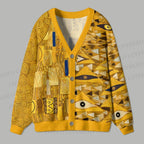 Klimt Triangle Eyes Art Ugly Cardigan Sweater