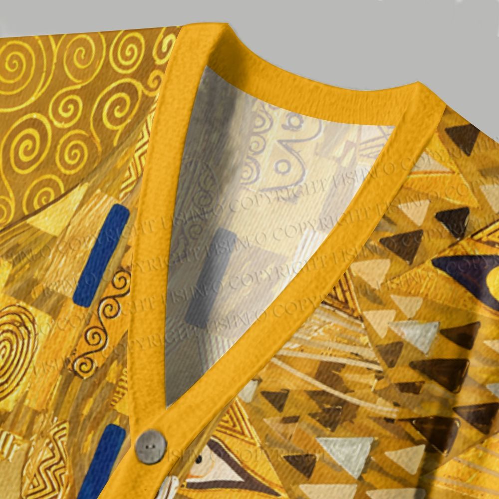 Klimt Triangle Eyes Art Ugly Cardigan Sweater