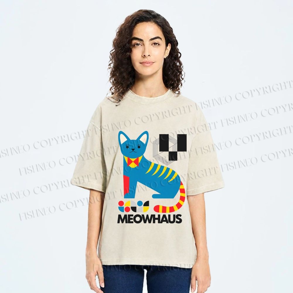 Unisex Meowhaus Printed Washed Tee