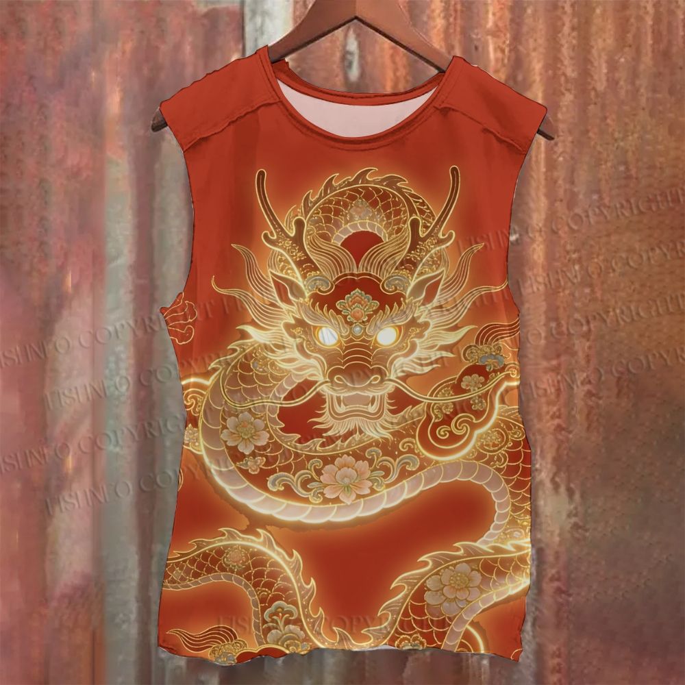 Unisex Shining Dragon Casual Printed Tank Top