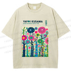 Unisex Yayoi Kusama Polka Dot Forest Printed Washed Tee