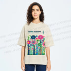 Unisex Yayoi Kusama Polka Dot Forest Printed Washed Tee
