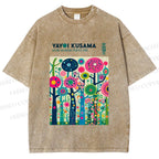 Unisex Yayoi Kusama Polka Dot Forest Printed Washed Tee