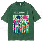 Unisex Yayoi Kusama Polka Dot Forest Printed Washed Tee