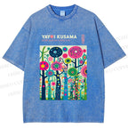 Unisex Yayoi Kusama Polka Dot Forest Printed Washed Tee