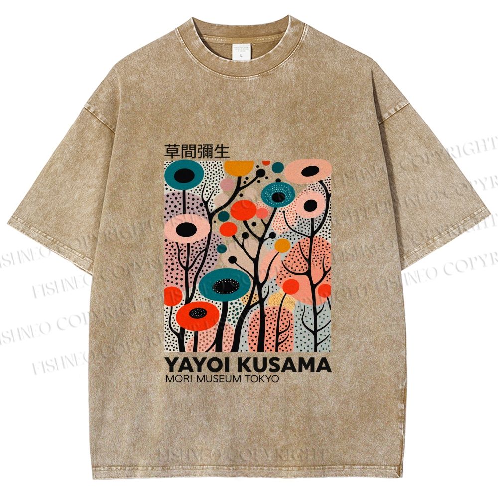 Unisex Yayoi Kusama Polka Dot Forest Printed Washed Tee