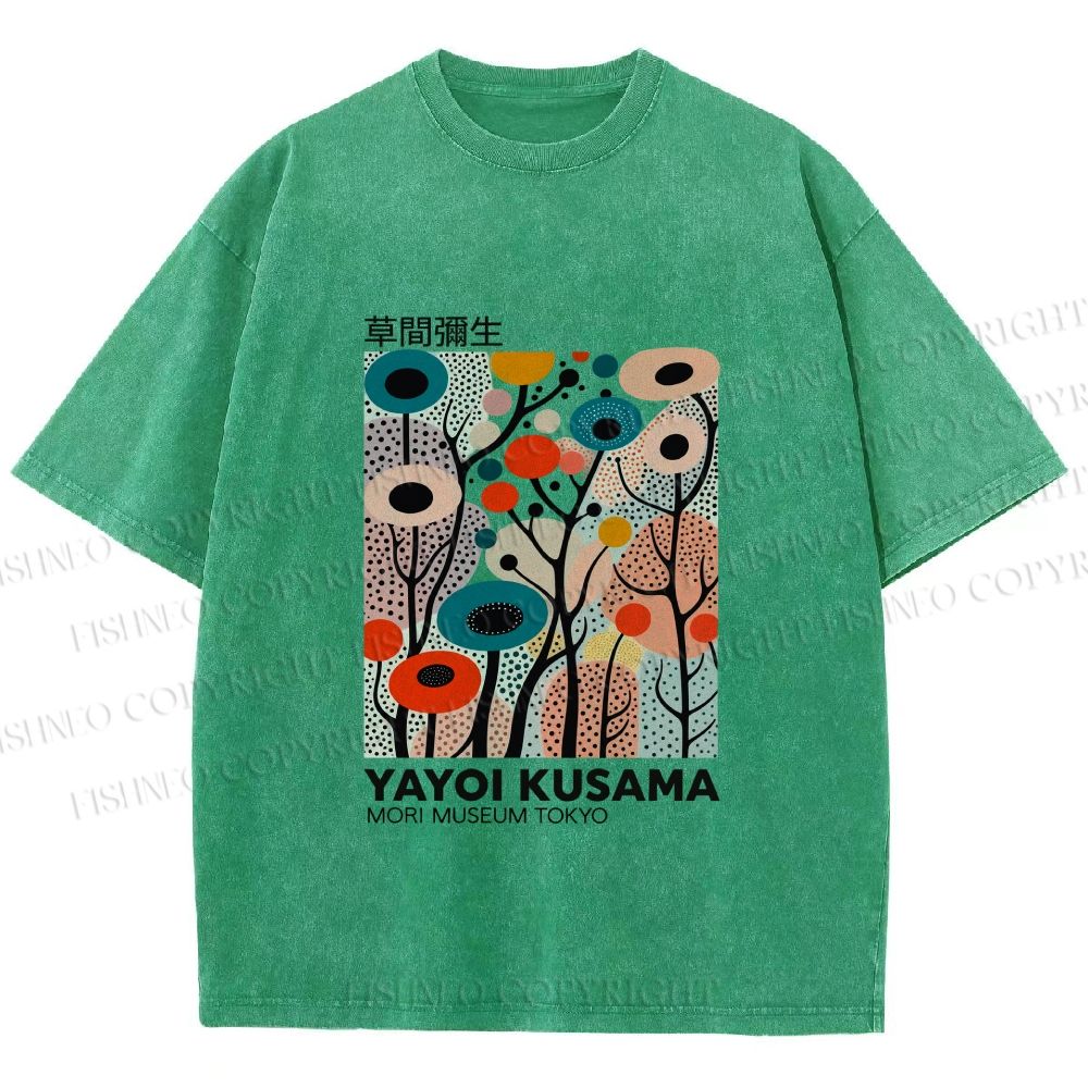 Unisex Yayoi Kusama Polka Dot Forest Printed Washed Tee