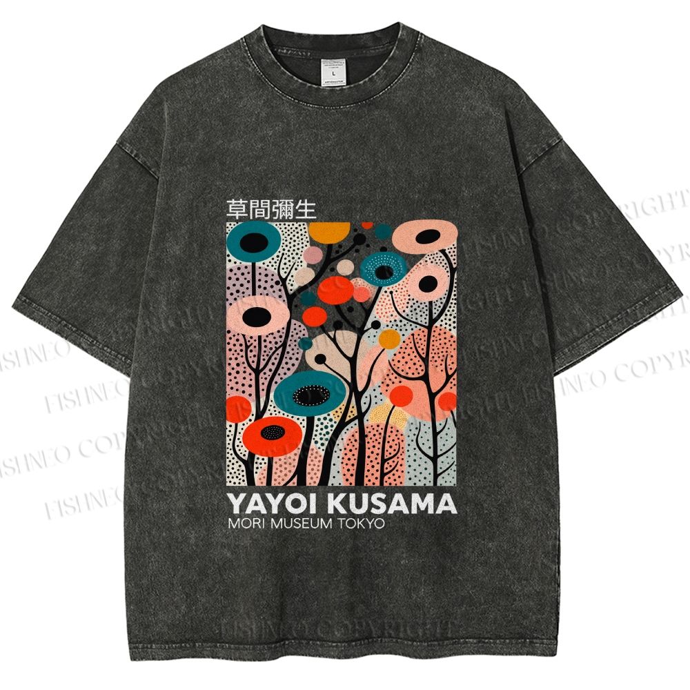 Unisex Yayoi Kusama Polka Dot Forest Printed Washed Tee