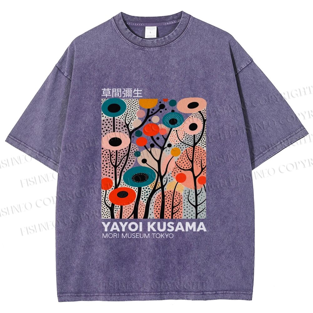 Unisex Yayoi Kusama Polka Dot Forest Printed Washed Tee