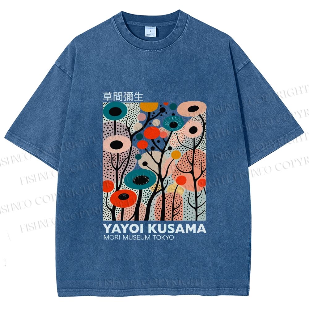 Unisex Yayoi Kusama Polka Dot Forest Printed Washed Tee
