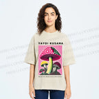 Unisex Yayoi Kusama Mushroom Printed Washed Tee