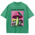 Unisex Yayoi Kusama Mushroom Printed Washed Tee
