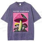 Unisex Yayoi Kusama Mushroom Printed Washed Tee