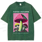 Unisex Yayoi Kusama Mushroom Printed Washed Tee