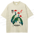 Unisex Bauhaus Japanese Crane Printed Washed Tee