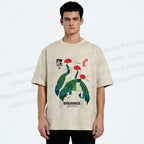Unisex Bauhaus Japanese Crane Printed Washed Tee