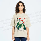 Unisex Bauhaus Japanese Crane Printed Washed Tee
