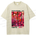 Unisex Yayoi Kusama Polka Dot Forest Printed Washed Tee