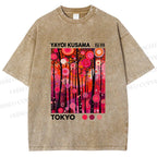 Unisex Yayoi Kusama Polka Dot Forest Printed Washed Tee