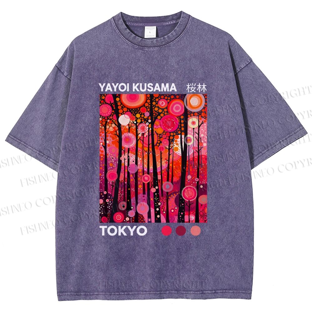 Unisex Yayoi Kusama Polka Dot Forest Printed Washed Tee