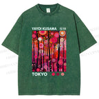 Unisex Yayoi Kusama Polka Dot Forest Printed Washed Tee