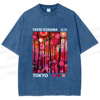 Unisex Yayoi Kusama Polka Dot Forest Printed Washed Tee