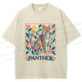 Unisex Multicolor Panther With Dots Printed Washed Tee