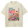 Unisex Yayoi Kusama Flowers Printed Washed Tee