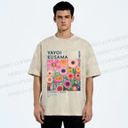 Unisex Yayoi Kusama Flowers Printed Washed Tee