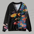 Multicolor Fish Ugly Cardigan Sweater