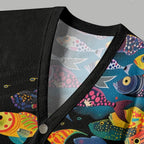 Multicolor Fish Ugly Cardigan Sweater