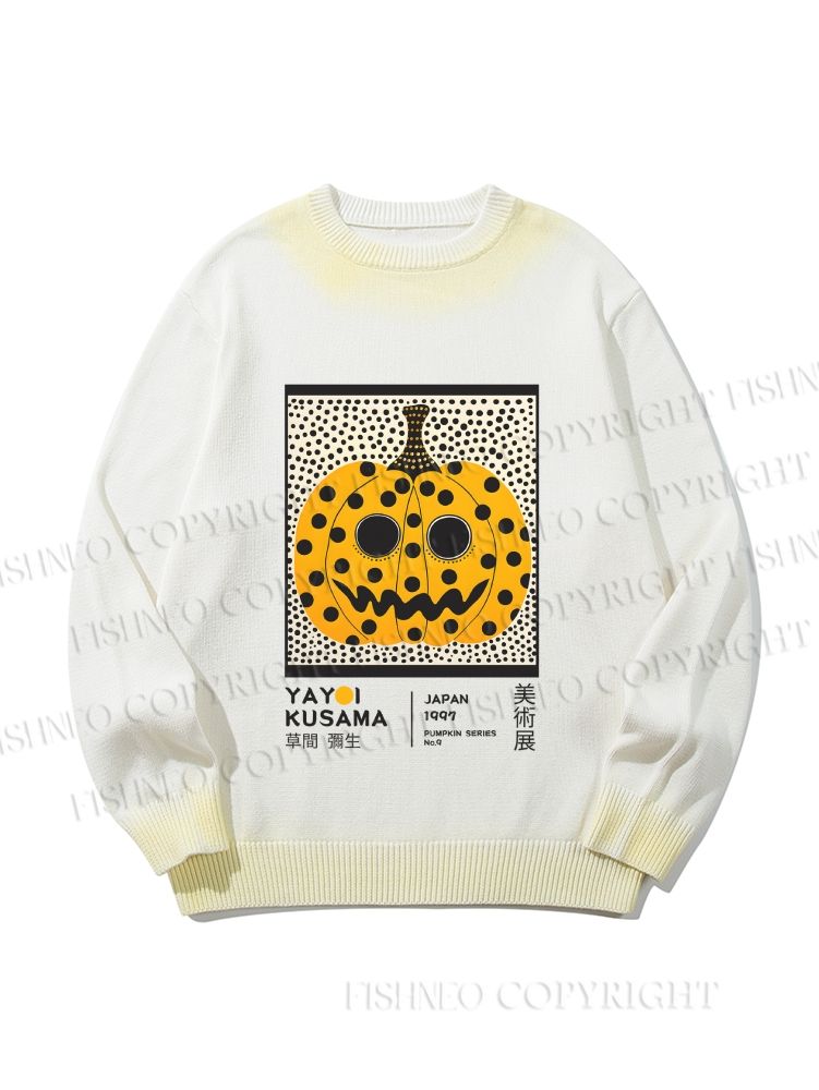 Unisex Yayoi Kusama Halloween Pumpkin Gradient Casual Sweater