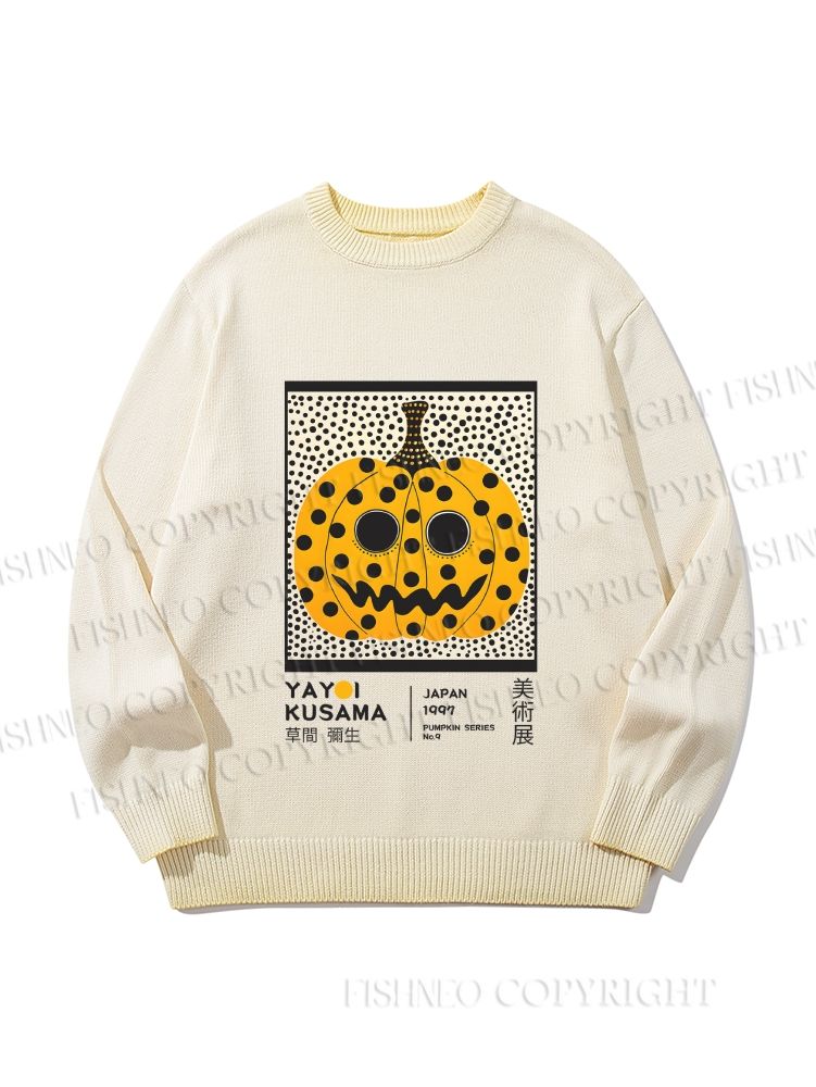 Unisex Yayoi Kusama Halloween Pumpkin Gradient Casual Sweater