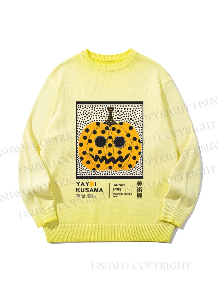 Unisex Yayoi Kusama Halloween Pumpkin Gradient Casual Sweater